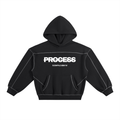 Contrast-Stitched Boxy 'Trust the Process' Fleeced Hoodie